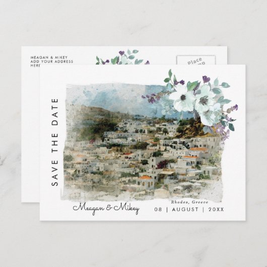 Rhodes Griekenland zomer sparen datum Briefkaart (Voorkant / Achterkant)
