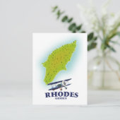 Rhodes, Griekse eiland kaart reisposter. (Staand voorkant)