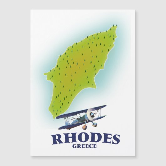 Rhodes, Griekse eiland kaart reisposter. (Voorkant)