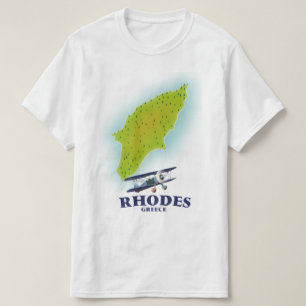 Rhodes, Griekse eiland kaart reisposter. T-shirt