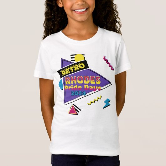 Rhodes Pride Dagen 2024 Retro Rhodes T-shirt (Voorkant)