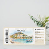 Rhodes Trip Boarding Pass Ticket Kaart (Staand voorkant)