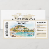 Rhodes Trip Boarding Pass Ticket Kaart (Voorkant / Achterkant)