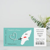 Rhodes Wedding Destination Ticket Boarding Pass In Kaart (Staand voorkant)