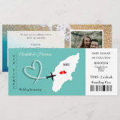 Rhodes Wedding Destination Ticket Boarding Pass Kaart (Voorkant / Achterkant)