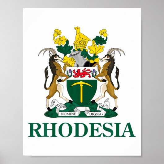 Rhodesia Coat Of Arms Zimbabwe Funny South Africa Poster (Voorkant)