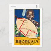 Rhodesia, traditionele krijger met kaart op schild (Voorkant / Achterkant)