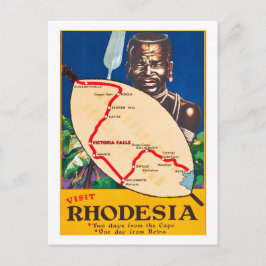 Rhodesia, traditionele krijger met kaart op schild