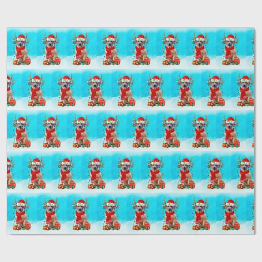 Rhodesian Redgeback in sneeuw met kerstcadeaus Cadeaupapier (Vlak)