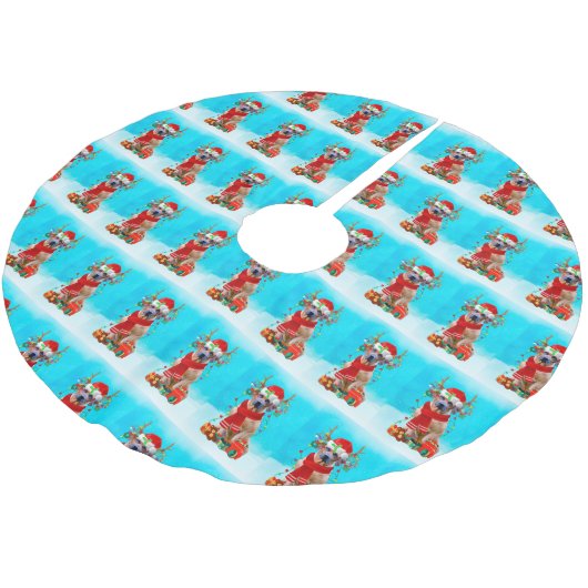 Rhodesian Redgeback in sneeuw met kerstcadeaus Kerstboom Rok (Gekanteld)