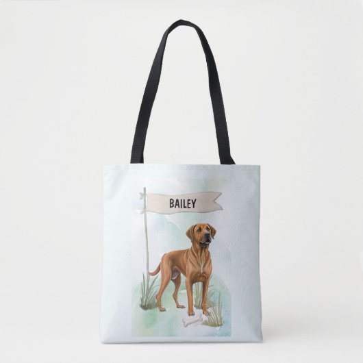 Rhodesian Ridgeback Aquarel Gepersonaliseerde Hond Tote Bag (Voorkant)