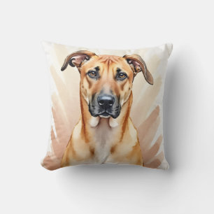 Rhodesian Ridgeback Aquarel Noklijn Lijnkunst Kussen