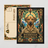 Rhodesian Ridgeback, Art Deco Hond Briefkaart (Voorkant / Achterkant)