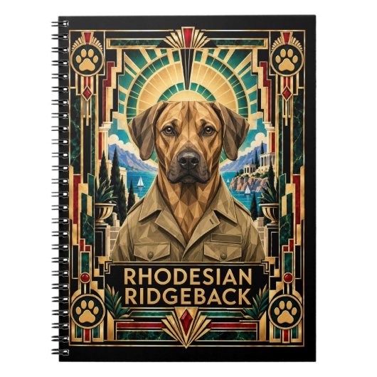 Rhodesian Ridgeback, Art Deco-hond Notitieboek (Voorkant)