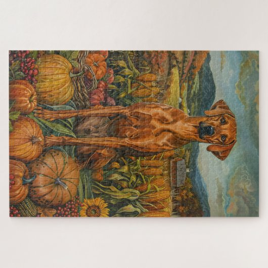Rhodesian Ridgeback Autumn Harvest Thanksgiving Legpuzzel (Horizontaal)