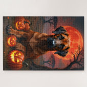 Rhodesian Ridgeback Blood Moon Halloween Portret Legpuzzel (Horizontaal)
