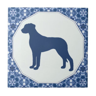 Rhodesian Ridgeback Blue Willow Silhouette Tegeltje
