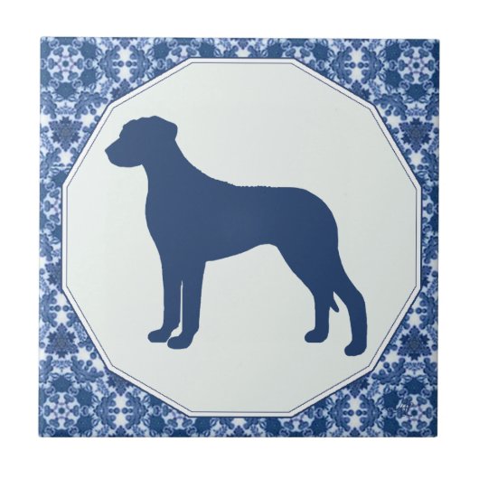 Rhodesian Ridgeback Blue Willow Silhouette Tegeltje (Voorkant)