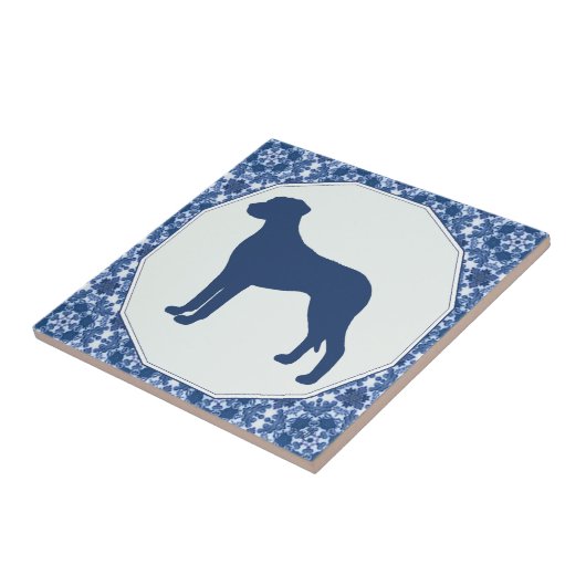 Rhodesian Ridgeback Blue Willow Silhouette Tegeltje (Zijkant)