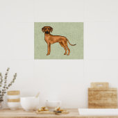 Rhodesian Ridgeback Bruine Cartoon Leeuw Hond Groe Poster (Keuken)