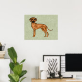 Rhodesian Ridgeback Bruine Cartoon Leeuw Hond Groe Poster (Thuiskantoor)