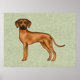 Rhodesian Ridgeback Bruine Cartoon Leeuw Hond Groe Poster