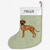 Rhodesian Ridgeback bruine hond met naam groen Kleine Kerstsok (Achterkant)