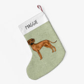Rhodesian Ridgeback bruine hond met naam groen Kleine Kerstsok (Achterkant (Hangend))