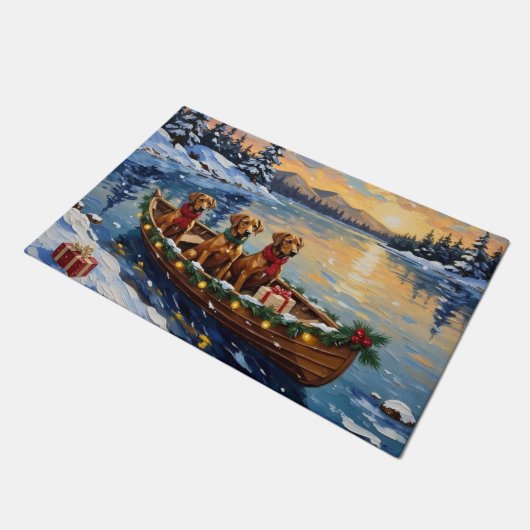 Rhodesian Ridgeback Christmas Boat Holiday Deurmat (Schuin)