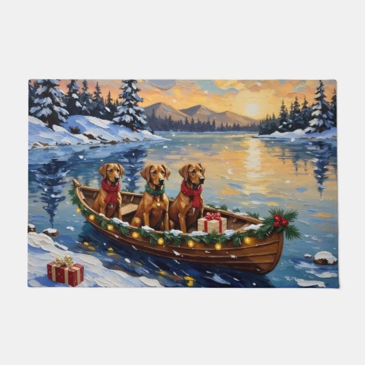 Rhodesian Ridgeback Christmas Boat Holiday Deurmat (Voorkant)