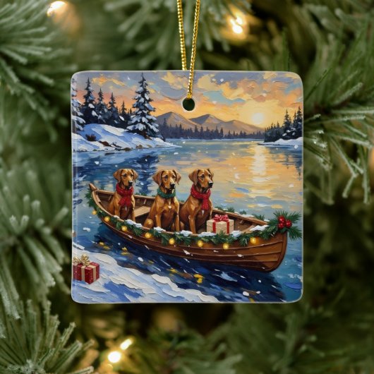 Rhodesian Ridgeback Christmas Boat Holiday Keramisch Ornament (Boom)