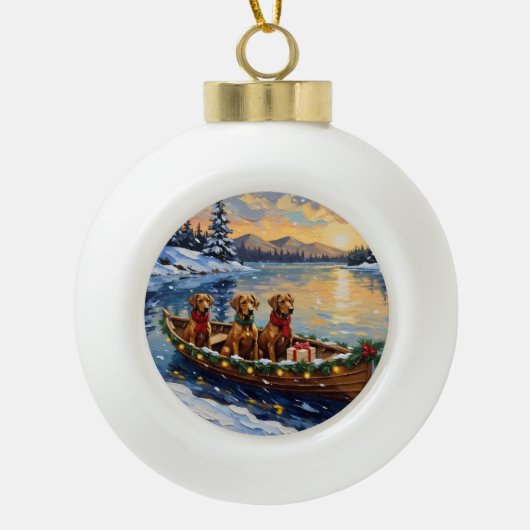 Rhodesian Ridgeback Christmas Boat Holiday Keramische Bal Ornament (Voorkant)