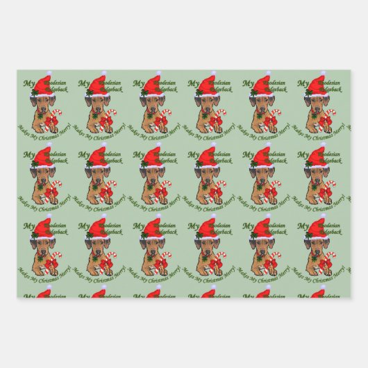 Rhodesian Ridgeback Christmas Inpakpapier Vel (Voorkant 3)