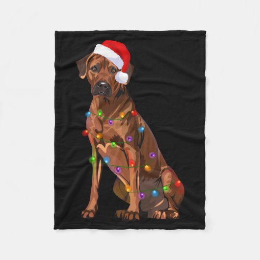 Rhodesian Ridgeback Christmas Lights Xmas Dog Love Fleece Deken (Voorkant)