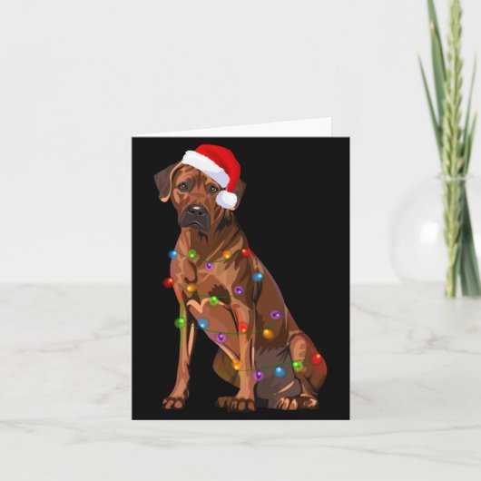 Rhodesian Ridgeback Christmas Lights Xmas Dog Love Kaart (Voorkant)