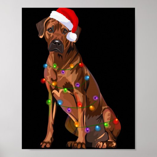 Rhodesian Ridgeback Christmas Lights Xmas Dog Love Poster (Voorkant)