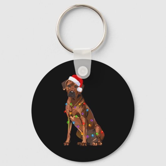 Rhodesian Ridgeback Christmas Lights Xmas Dog Love Sleutelhanger (Voorkant)