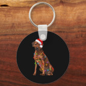 Rhodesian Ridgeback Christmas Lights Xmas Dog Love Sleutelhanger (Voorkant)