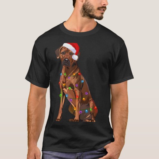 Rhodesian Ridgeback Christmas Lights Xmas Dog Love T-shirt (Voorkant)