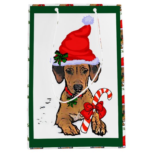 Rhodesian Ridgeback Christmas Medium Cadeauzakje (Voorkant)