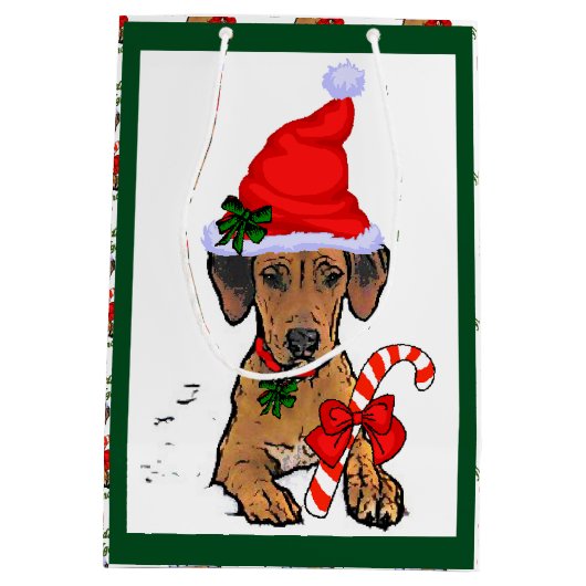 Rhodesian Ridgeback Christmas Medium Cadeauzakje (Achterkant)