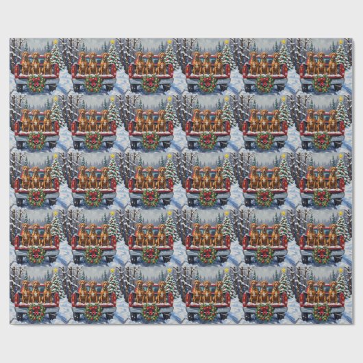 Rhodesian Ridgeback Christmas Red Truck Holiday Cadeaupapier (Vlak)