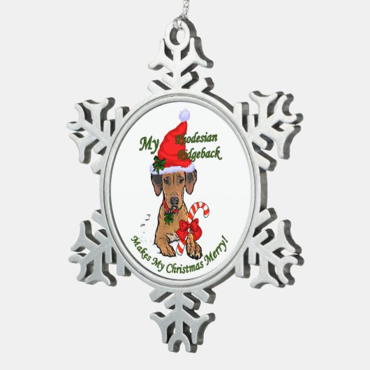 Rhodesian Ridgeback Christmas Tin Sneeuwvlok Ornament (Rechts)