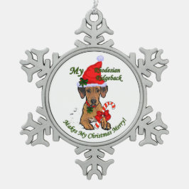 Rhodesian Ridgeback Christmas Tin Sneeuwvlok Ornament