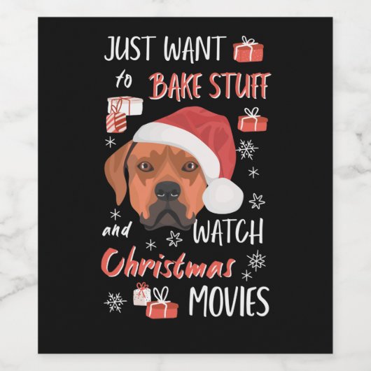 Rhodesian Ridgeback Christmas Wijn Etiket (Enkel label)