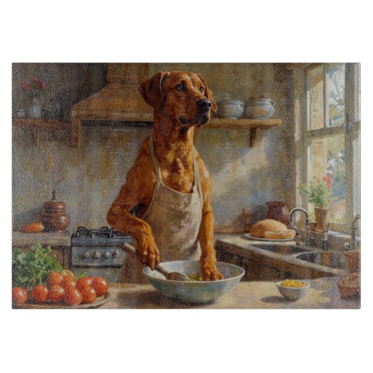 Rhodesian Ridgeback Cooking in Kitchen Snijplank (Voorkant)