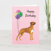 Rhodesian Ridgeback, de Ballons van de Verjaardag Kaart (Voorkant)
