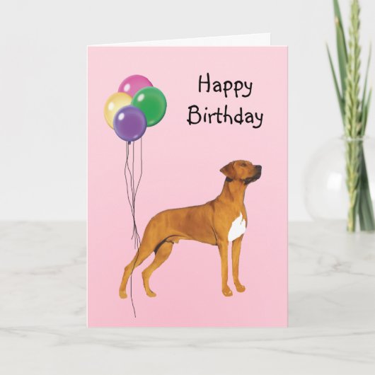 Rhodesian Ridgeback, de Ballons van de Verjaardag Kaart (Voorkant)