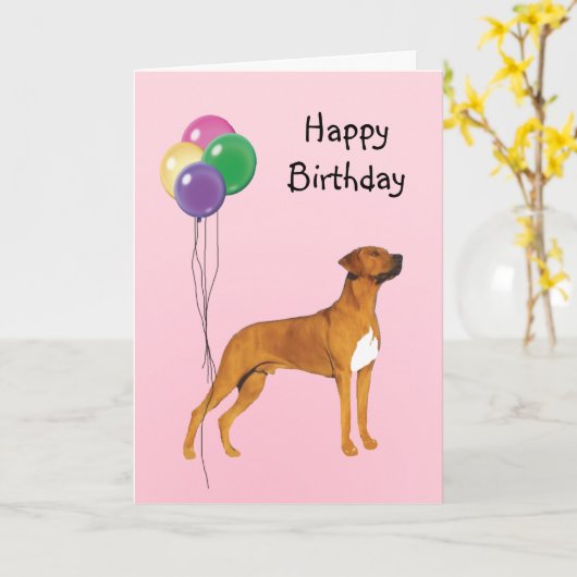 Rhodesian Ridgeback, de Ballons van de Verjaardag Kaart (Gele Bloem)