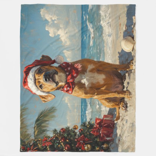 Rhodesian Ridgeback Dog Christmas  Beach Fleece Deken (Voorkant)